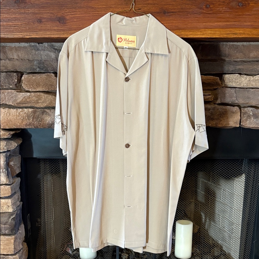 Milano Beige Men's Casual Button Down Shirt